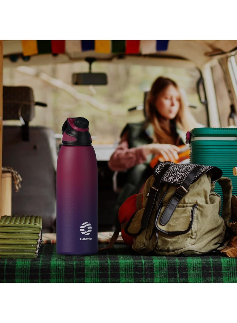 FjBottle Stainless Steel Water Bottle 1L with Magnetic Lid, BPA Free Insulated Water Bottle, Sports Metal Water Bottle Hot&Cold Drinks Vacuum Flask Leak-Proof for Gym, Work, Travel - Image 2