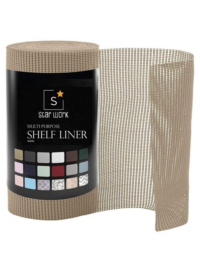 STAR WORKShelf liner Star Work 30x300 Cms Shelf Liners for Kitchen Shelves | Cabinet Cupboard Liner Sheets | Wardrobe Mat Anti-Skid and Slip Drawer Matting Roll Waterproof Slab Cover with Extra Grip (Dusty Fog, Washable), Anti-Slip Mat - Image 1
