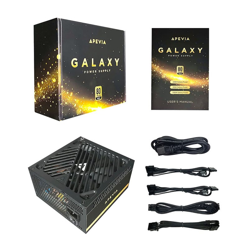 Apevia ATX-GX650W Galaxy 650W 80+ Gold Certified Active PFC ATX Semi-Modular Quiet Gaming Power Supply - Image 4