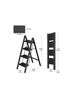 Generic 4 Step Ladder Folding Ladder with Anti-Slip Pedal Folding Step Stool Portable Lightweight Foldable Stepladder for Home Kitchen Library Office 150 KG Capacity (4 STEPS)  - Image 3