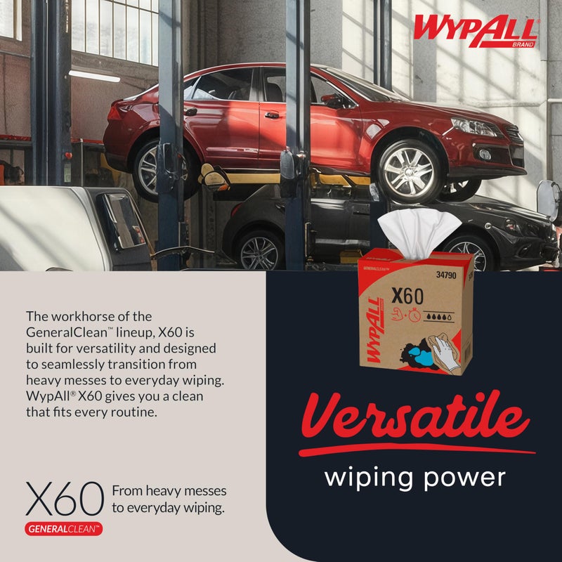 WypAll GeneralClean X60 Cloths Multi-Task Cleaning Wipes (34790), Pop-Up Box, Strong and Absorbent Towels, White (10 Boxes of 118 Sheets, 1,180 Sheet Total) - Image 5