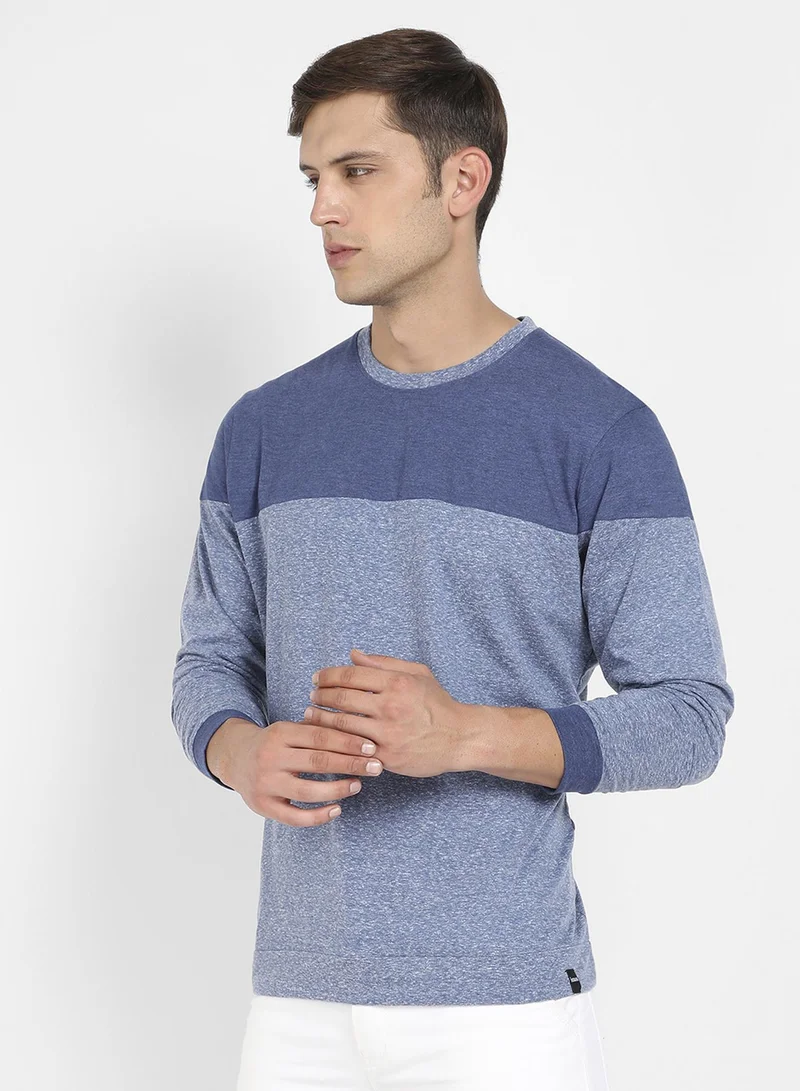 كامبوس سوترا Men's Blue Colourblocked T-Shirt