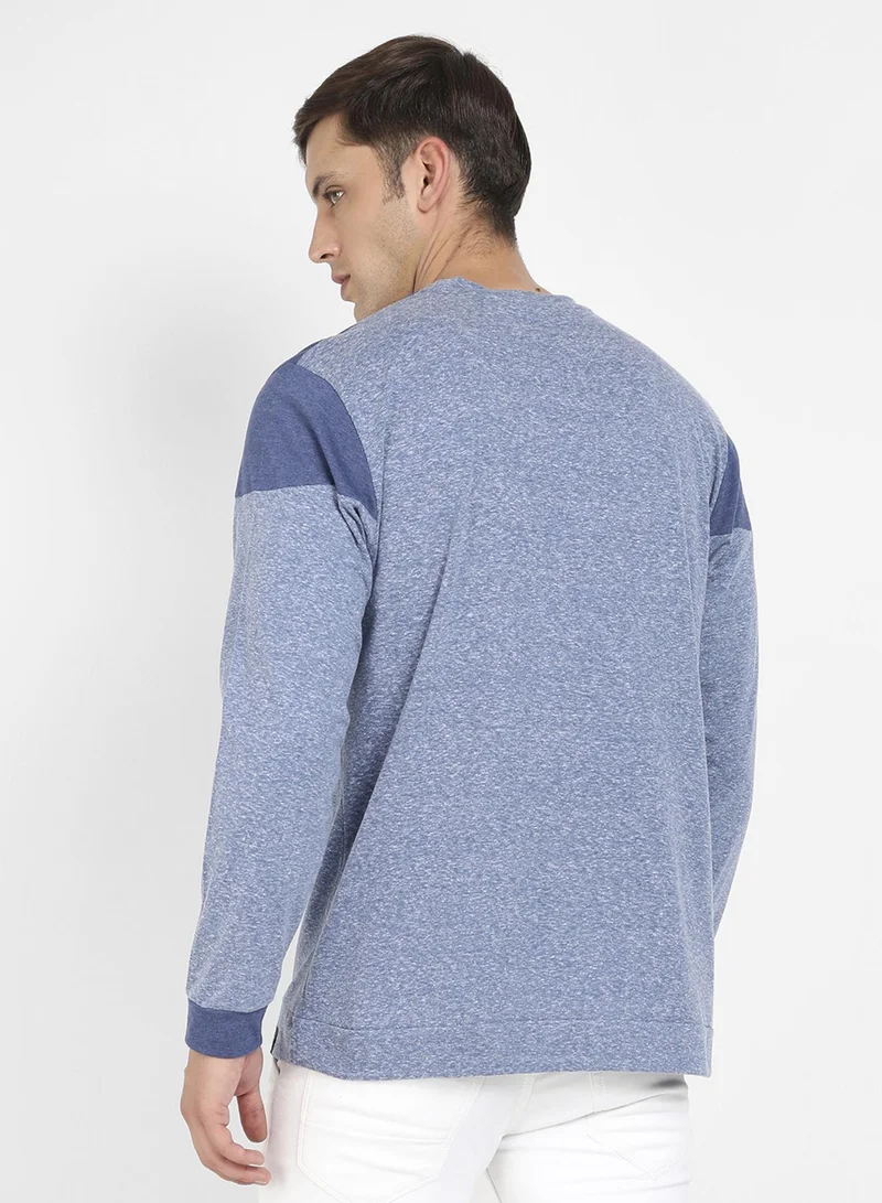 كامبوس سوترا Men's Blue Colourblocked T-Shirt
