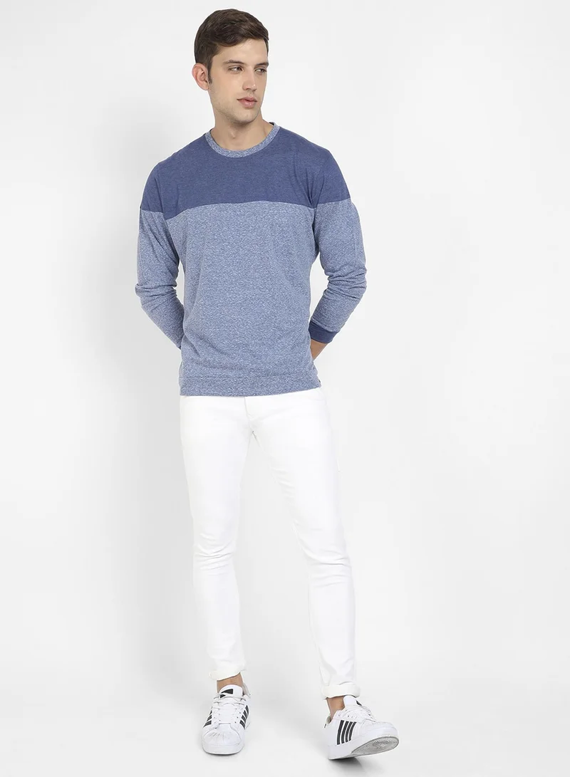 كامبوس سوترا Men's Blue Colourblocked T-Shirt