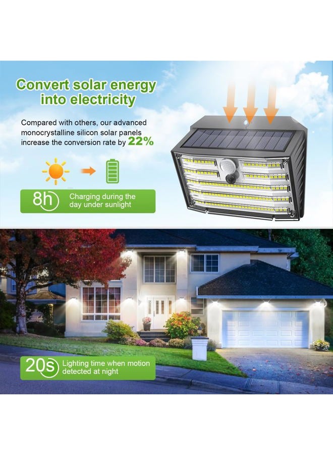 CLAONER Solar Lights Outdoor, Super Bright 126LED Solar Security Lights PIR Motion Sensor with 3 Lighting Modes, 270° Lighting Angle, Wireless IP65 Waterproof Wall Lights for Outside (6 Pack) - Image 3