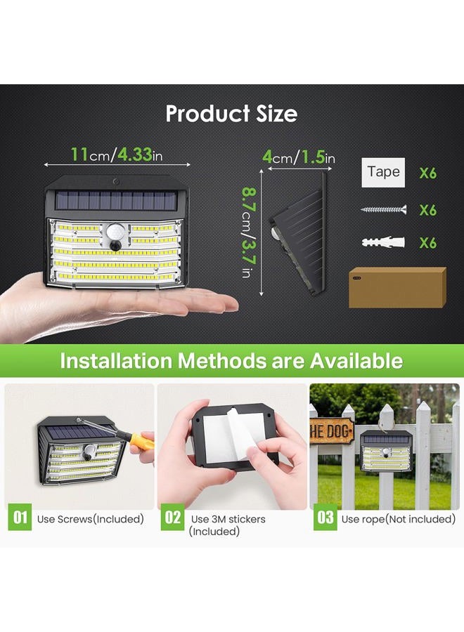 CLAONER Solar Lights Outdoor, Super Bright 126LED Solar Security Lights PIR Motion Sensor with 3 Lighting Modes, 270° Lighting Angle, Wireless IP65 Waterproof Wall Lights for Outside (6 Pack) - Image 4
