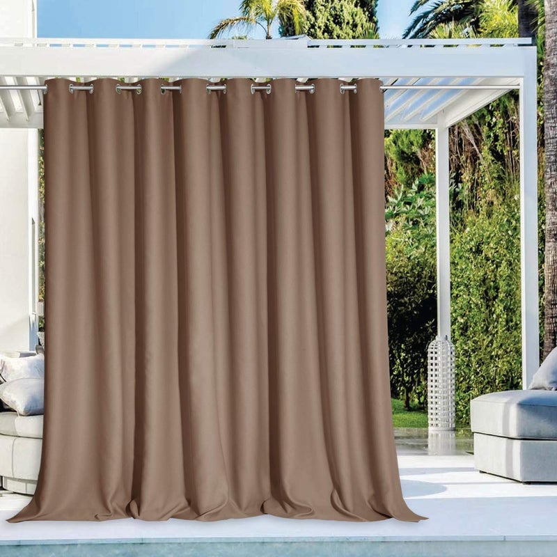 NICETOWN NICETOWN Outdoor Privacy Curtain for Patio Waterproof Grommet Top Thermal Insulated Blackout Extra Wide and Long Door Blind for SunroomPavilionGazebo Tan 1 Piece 120 Wide by 108 Long 