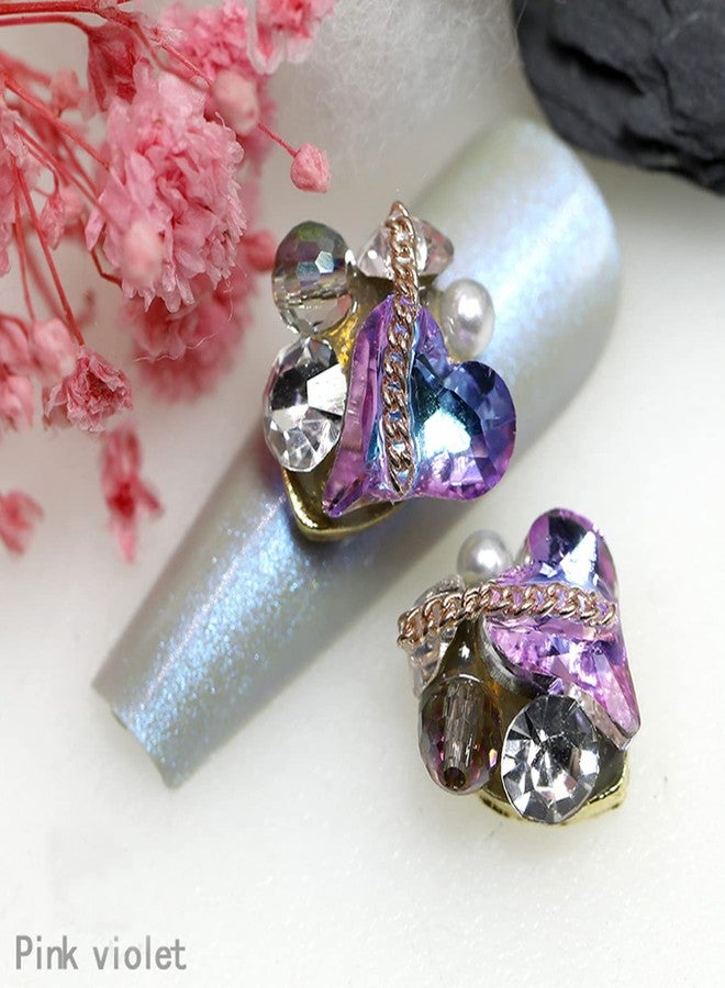 Vezocim Heart Nail Art Rhinestones, 3D Love Heart Crystal Nail Diamond Decorations, Shining Black White Red Purple Love Chain Pile Drill Design for Women Manicure Art, DIY Jewelry Making Craft Supplies - Image 5