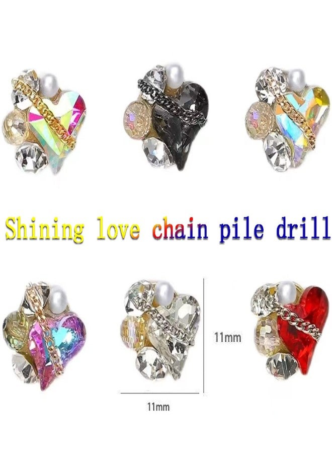 Vezocim Heart Nail Art Rhinestones, 3D Love Heart Crystal Nail Diamond Decorations, Shining Black White Red Purple Love Chain Pile Drill Design for Women Manicure Art, DIY Jewelry Making Craft Supplies - Image 4