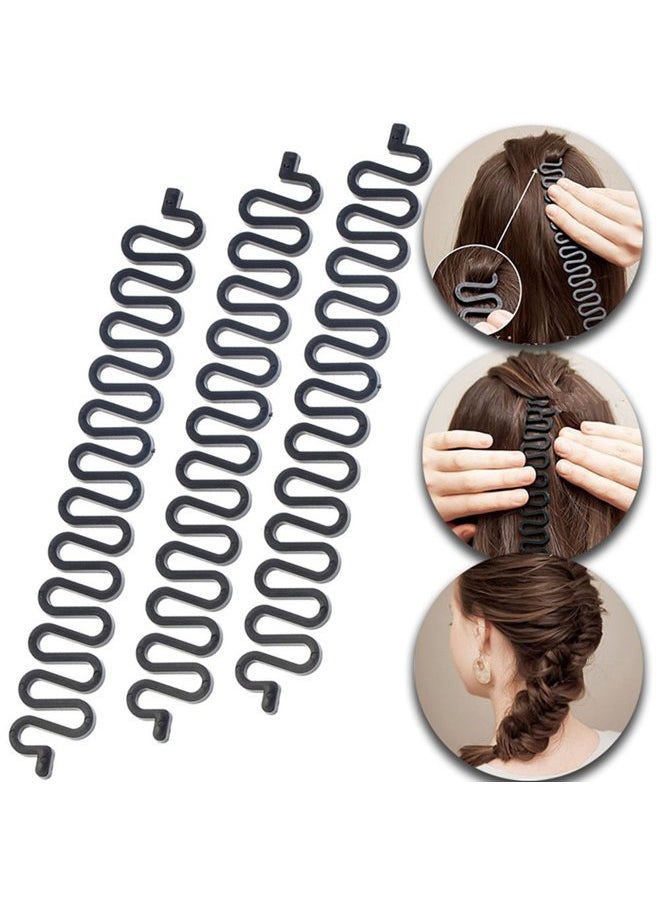 Wendy Mall 3 Pcs Hair Braiding Tool Roller With Hook Magic Hair Twist Styling Bun Maker DIY Hair Style Accessories Black  - Image 1