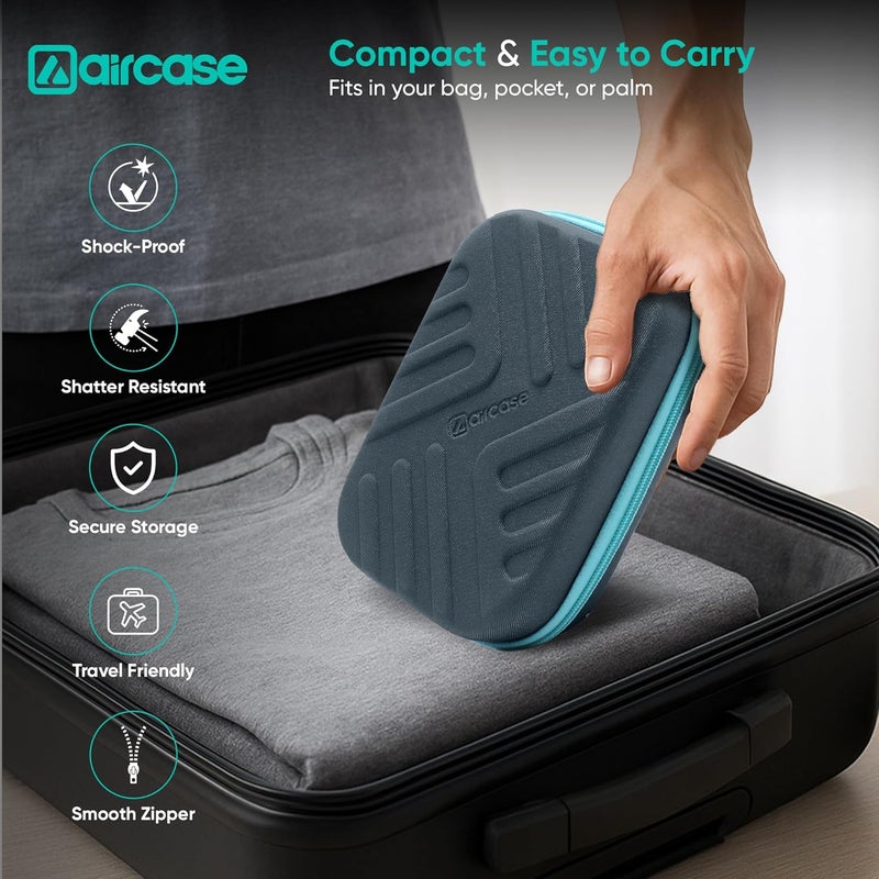 AirCase حقيبة تنظيم الإلكترونيات مع غلاف EVA مقاوم للصدمات وبطانة ناعمة، 2 جيب شبكي، 11 حلقة مرنة | منظم للأجهزة للقرص الصلب/SSD، بنك الطاقة، الكابلات، المحولات، الشواحن، الأجهزة (رمادي) - Image 4