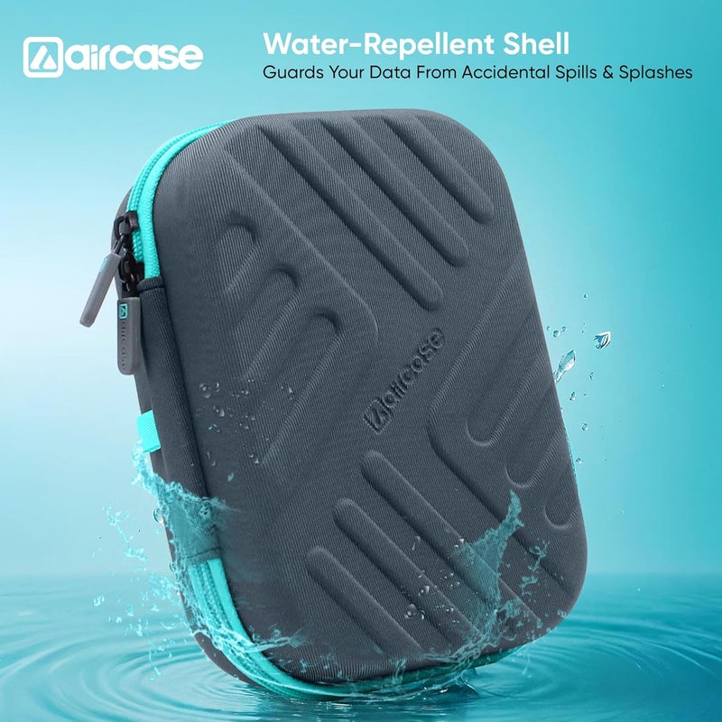 AirCase حقيبة تنظيم الإلكترونيات مع غلاف EVA مقاوم للصدمات وبطانة ناعمة، 2 جيب شبكي، 11 حلقة مرنة | منظم للأجهزة للقرص الصلب/SSD، بنك الطاقة، الكابلات، المحولات، الشواحن، الأجهزة (رمادي) - Image 3