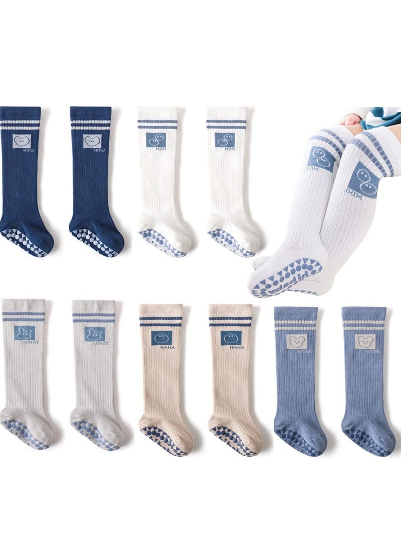 Y&D Baby Non Slip Knee High Socks Newborn Toddler Tube Stockings with Grips Anti-Skid Infants Crawling - Image 1