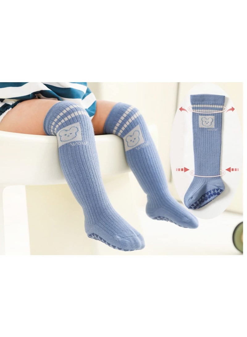 Y&D Baby Non Slip Knee High Socks Newborn Toddler Tube Stockings with Grips Anti-Skid Infants Crawling - Image 3