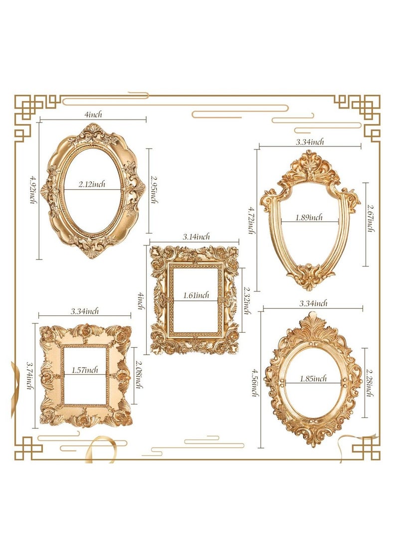 5 Pieces Of Retro Resin Frame Oval Rectangular Wall Hanging Resin Jewelry Display Frame Photo Frame Diy Photo Frame For Mobile Phone Photo Home Decoration - Image 3