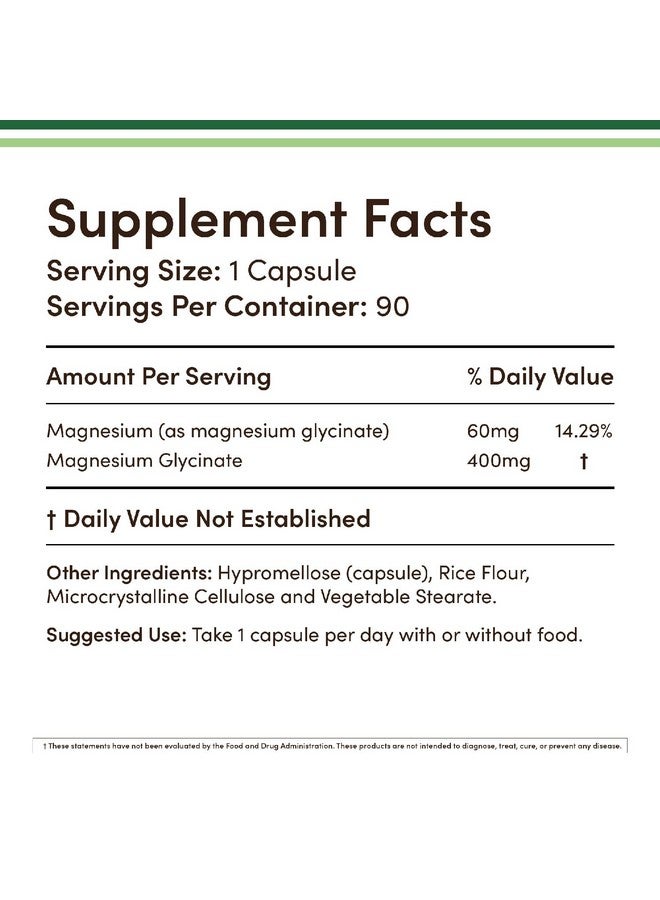 Double Wood Supplements مغنيسيوم جليسينات 400 ملغ، 90 كبسولة (آمن للنباتيين، مختبر من طرف ثالث، خالي من الغلوتين، غير معدل وراثيًا) مغنيسيوم عالي الامتصاص من دابل وود سوبليمنتس - Image 2