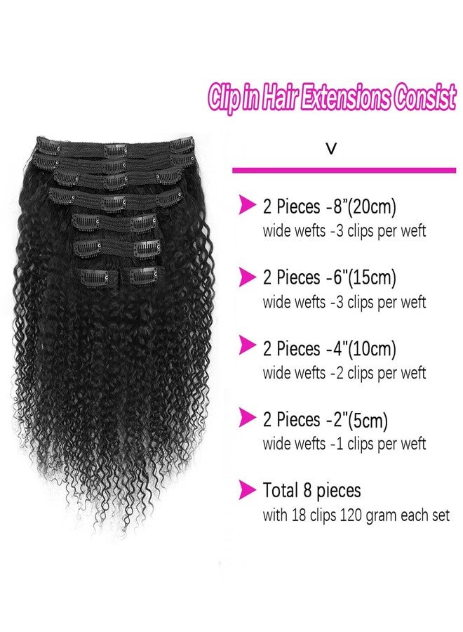 Cecycocy 4a 4b Afro Kinky Curly Clip in Hair Extensions Human Hair Clip in Extensions 8pcs 120g/set 12A Brazilian Virgin for Black Women Natural Black Color 14 Inch - Image 3