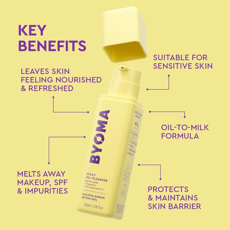BYOMA Milky Oil Cleanser - Hydrating Facial Cleanser for Skin Barrier Repair - Tri-Ceramide Face Wash for Sensitive Skin & All Skin Types - Deeply Hydrated Skin, No Oily Residue - 3.38 fl oz - Image 3