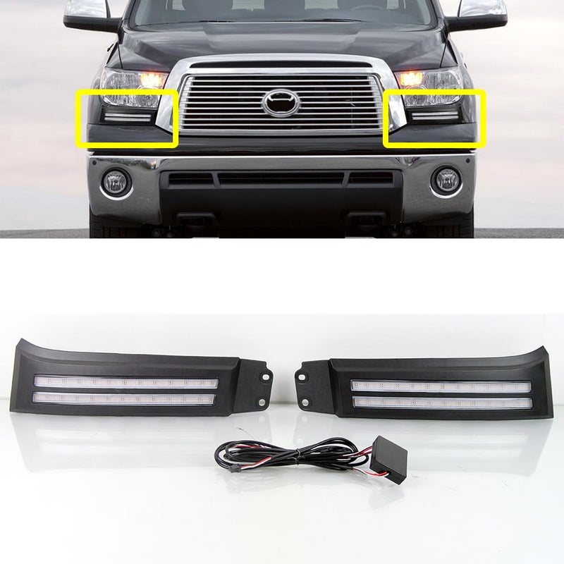 LED Daytime Running Fog Light Assembly for 2007-2017 Toyota Sequoia DRL with Turn Signal - Image 1