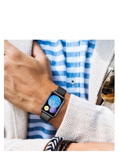 Watch Bracelet Compatible with Huawei Watch Fit 2, Metal Woven Stainless Steel Magnetic Replacement Strap, Classic Adjustable Watch Strap for Huawei Watch Fit 2  Black  - Image 5