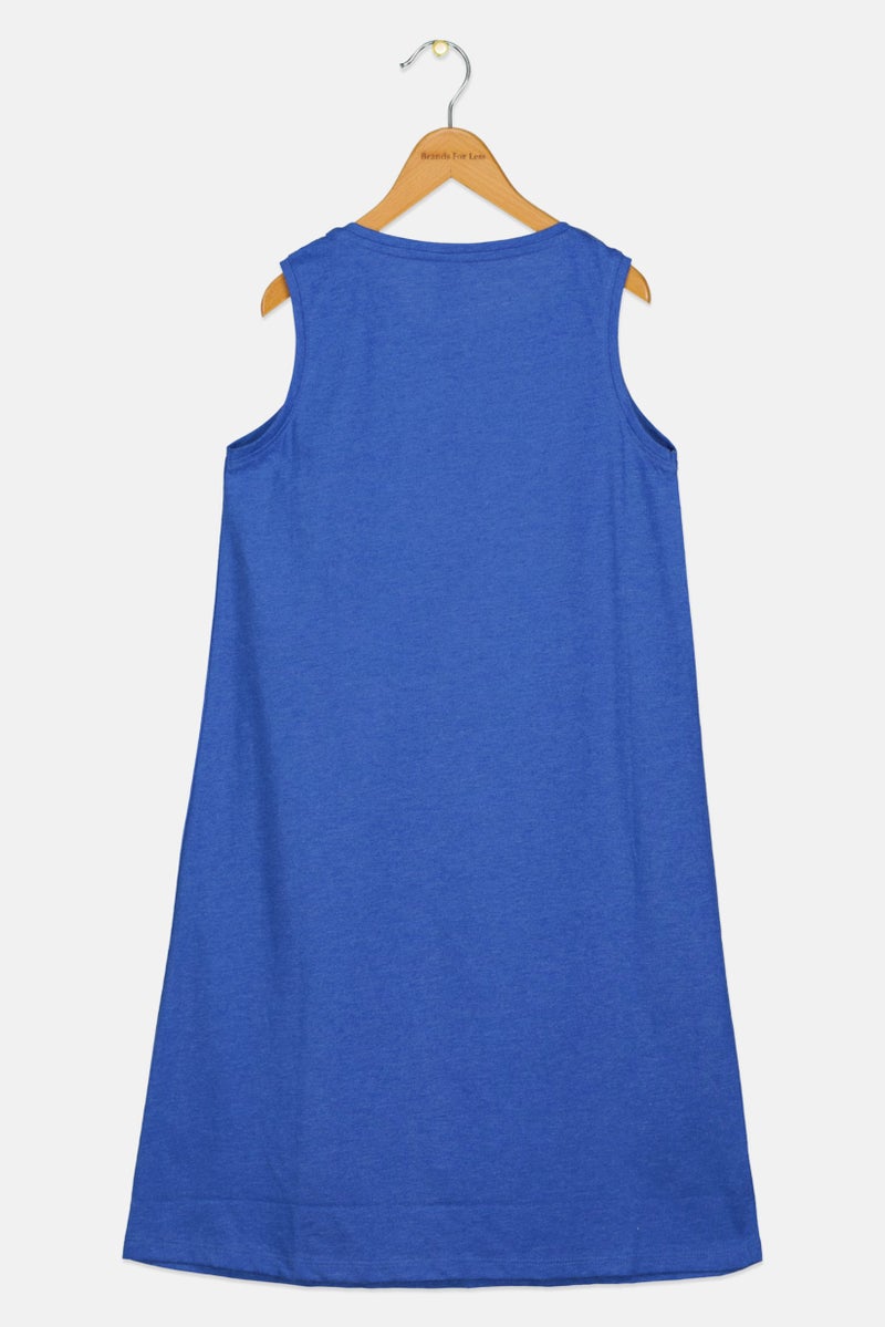 Zivame By Rosaline Kids Girl Sleeveless Graphic Print Sleepwear Dress, Navy Blue - Image 2