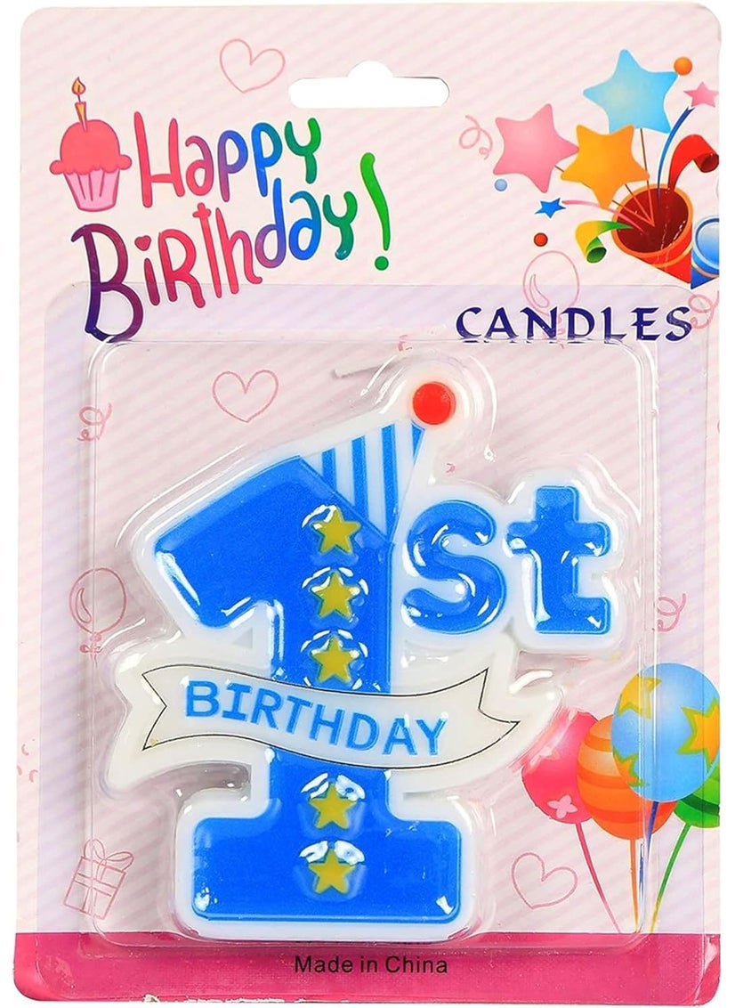 Funcart Funcart 1st Birthday Candles for Cake Birthday Candles Numbers 1 Blue Birthday Candles 1 Candle for First Birthday One Cake Topper 1st Birthday Boy First Birthday Cake Topper candle  - Image 5