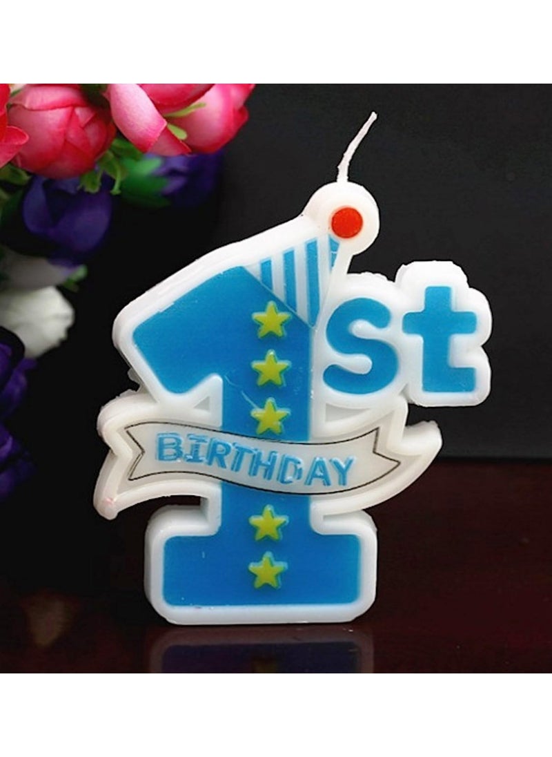 Funcart Funcart 1st Birthday Candles for Cake Birthday Candles Numbers 1 Blue Birthday Candles 1 Candle for First Birthday One Cake Topper 1st Birthday Boy First Birthday Cake Topper candle  - Image 3