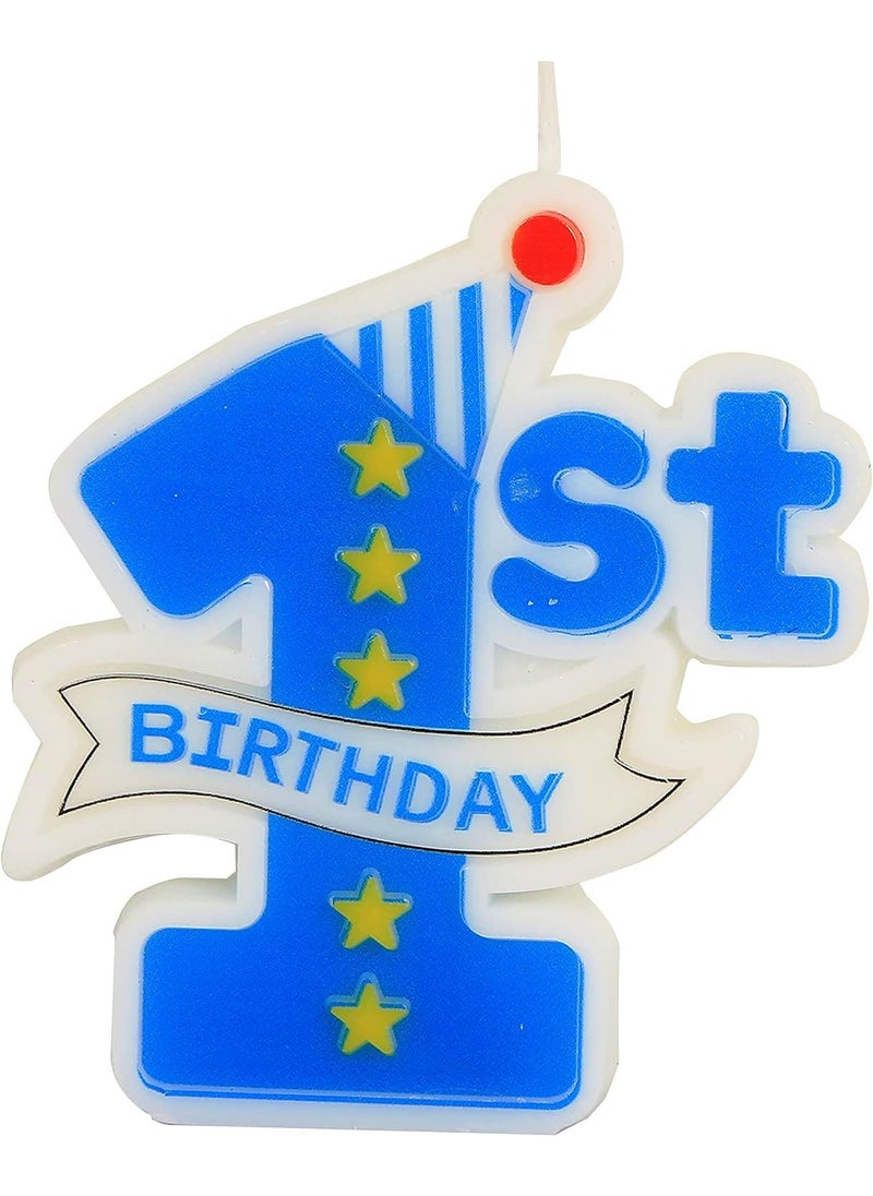 Funcart Funcart 1st Birthday Candles for Cake Birthday Candles Numbers 1 Blue Birthday Candles 1 Candle for First Birthday One Cake Topper 1st Birthday Boy First Birthday Cake Topper candle  - Image 1