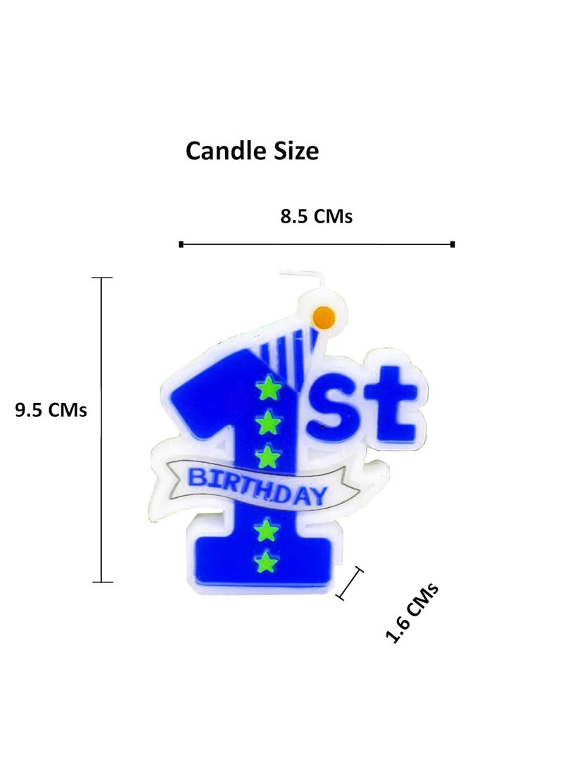 Funcart Funcart 1st Birthday Candles for Cake Birthday Candles Numbers 1 Blue Birthday Candles 1 Candle for First Birthday One Cake Topper 1st Birthday Boy First Birthday Cake Topper candle  - Image 4