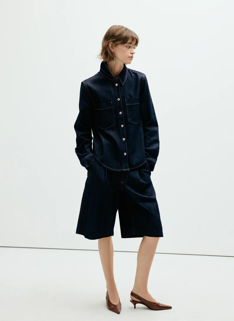 Mango TS-TEJANO SOFT Denim Shirt With Pockets for Women | Best Price UAE