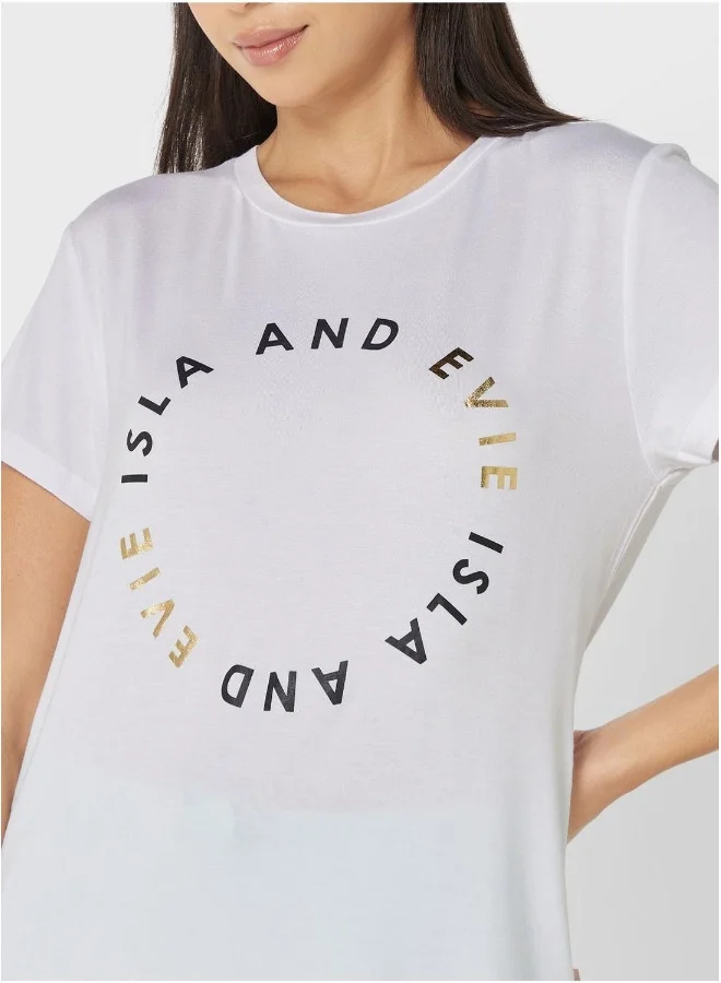 Isla & Evie Crew Neck Pyjama T-Shirt