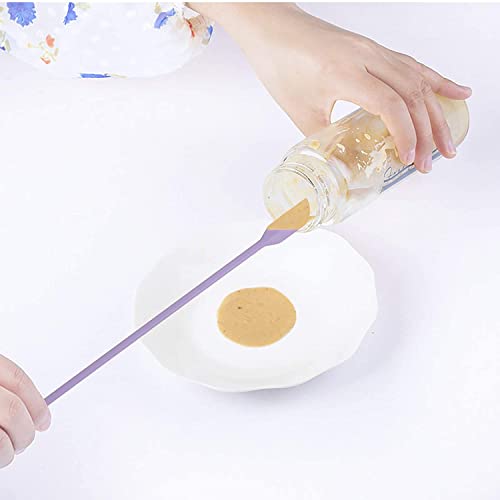 PCEEL Mini Spatula Silicone Spatula Set - 4pcs Small Makeup Scrapers for Cosmetics, Reusable Beauty Tiny Tools, Thin Jar Scraper, Get the Last of the Makeup Out of the Bottle(Purple) - Image 5