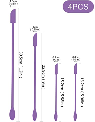 PCEEL Mini Spatula Silicone Spatula Set - 4pcs Small Makeup Scrapers for Cosmetics, Reusable Beauty Tiny Tools, Thin Jar Scraper, Get the Last of the Makeup Out of the Bottle(Purple) - Image 2