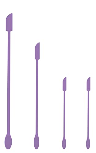 PCEEL Mini Spatula Silicone Spatula Set - 4pcs Small Makeup Scrapers for Cosmetics, Reusable Beauty Tiny Tools, Thin Jar Scraper, Get the Last of the Makeup Out of the Bottle(Purple) - Image 1