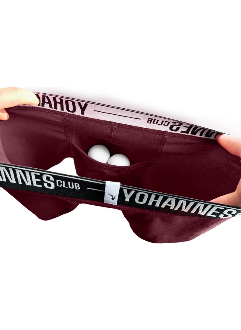 Yohannes Club - men, Special Pouch Cotton Boxer, single, Claret Red - Image 1