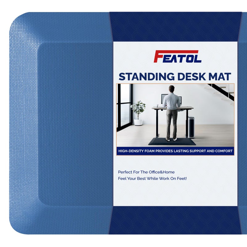 Anti Fatigue Mat Floor Kitchen Mat FEATOL Standing Desk Mat Foam Cushioned Anti Fatigue Mats Comfort Standing Pad 910 Inch Thick 20 x 39 Blue