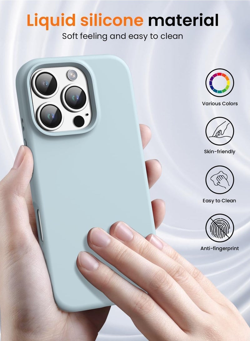 حافظة سيليكون ناعمة فاخرة لجهاز آيفون 16 برو ماكس - واقي كامل الجسم بلمسة ناعمة في اللون الأزرق السماوي - Image 2