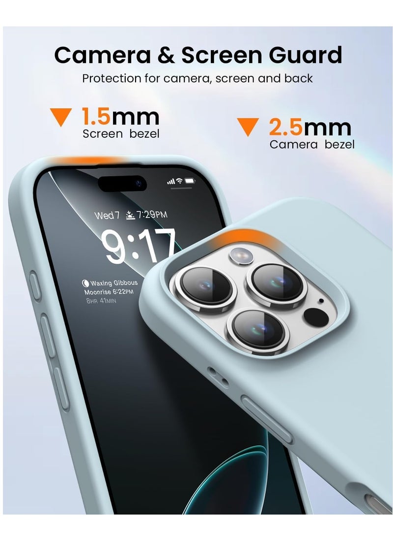 حافظة سيليكون ناعمة فاخرة لجهاز آيفون 16 برو ماكس - واقي كامل الجسم بلمسة ناعمة في اللون الأزرق السماوي - Image 3