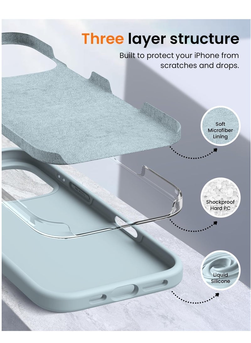 حافظة سيليكون ناعمة فاخرة لجهاز آيفون 16 برو ماكس - واقي كامل الجسم بلمسة ناعمة في اللون الأزرق السماوي - Image 4