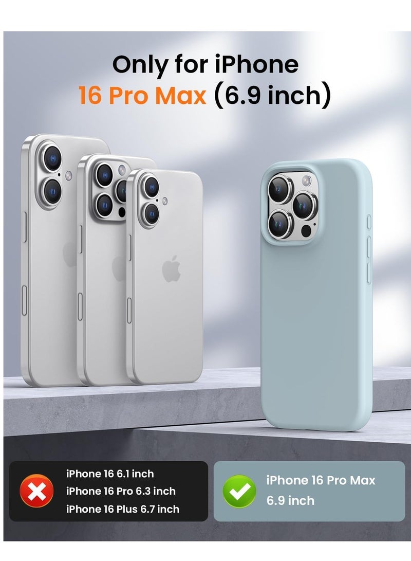 حافظة سيليكون ناعمة فاخرة لجهاز آيفون 16 برو ماكس - واقي كامل الجسم بلمسة ناعمة في اللون الأزرق السماوي - Image 5