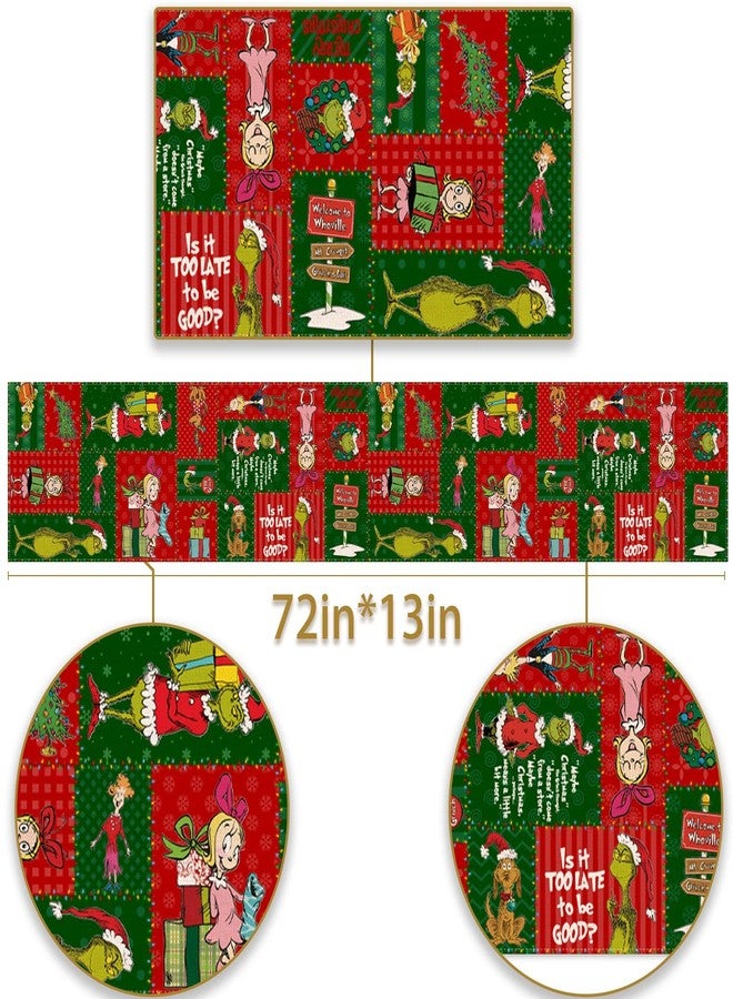 Pudodo Christmas Table Runner Merry Christmas Winter Holiday Party Decoration Xmas Kitchen Fireplace Dining Room Home Decor (13" x 72") - Image 2
