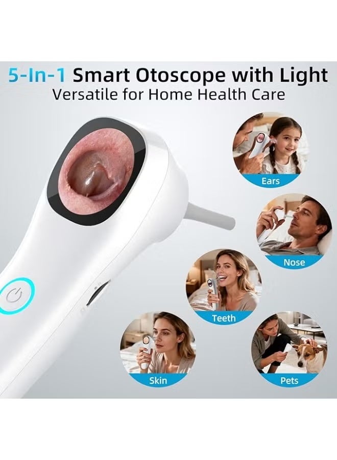 High-definition display otoscope camera, 1080P pocket-sized otoscope, 1.21-inch IPS color screen wireless otoscope with 4 LED lights, portable inspection camera kit, suitable for adults, children, and pets (white) with 128GB Memory Card - Image 3