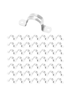 Arabest 1 Rigid Pipe Strap Clamp, 50 Pack Bracket Tube Clip, Heavy Duty Stainless Steel Fastener Holder Two Hole Strap, Widened Tube Strap Tension Clip Assortment Kit  - Image 1