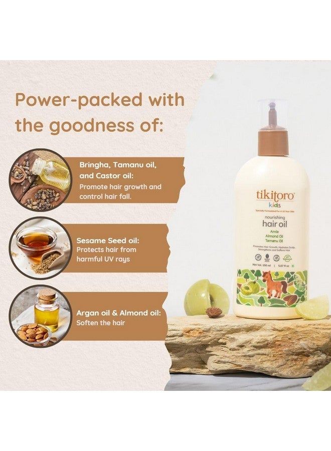 Tikitoro Kids Nourishing Hair Oil Pack Of 2, 100% Vegan with Bringha, Tamanu, Amla, Olive, Aloe & Argan Oil, Promotes Hair Growth, Conditions Scalp, No Paraben & Sulphate (150 ml x 2) - Image 2