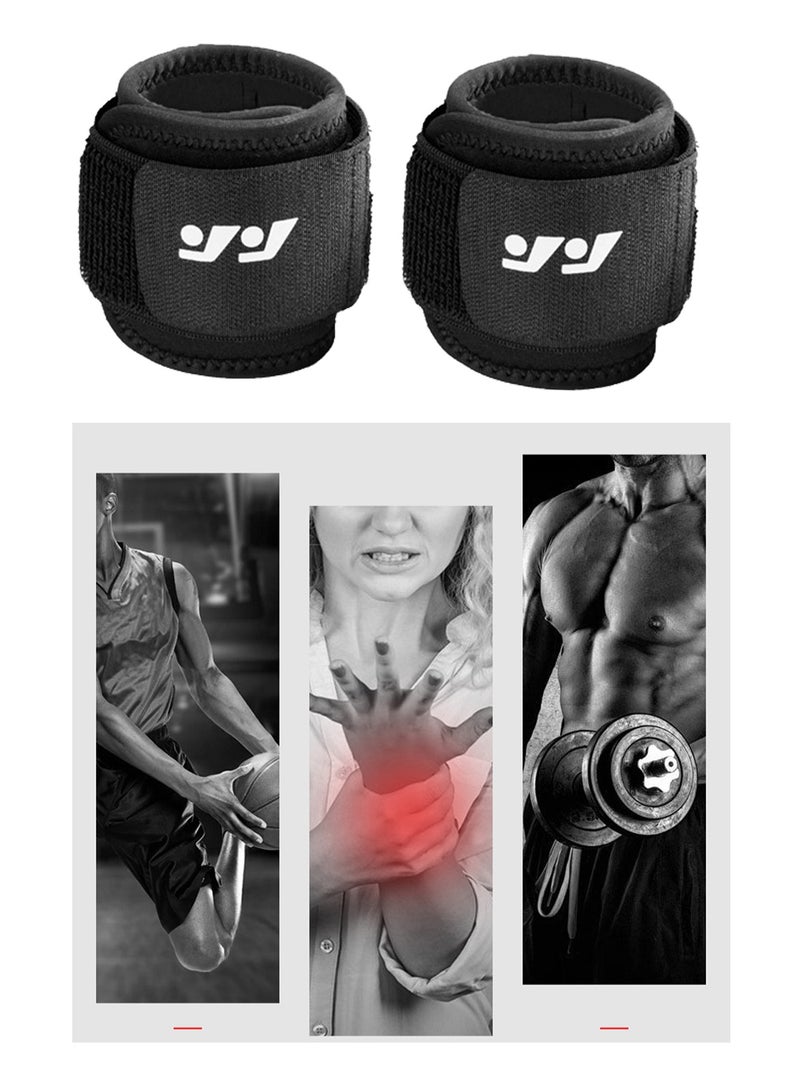 2 عبوة من أحزمة المعصم ذات أحزمة معصم داعمة للمعصم قابلة للتعديل، أسود - Image 3