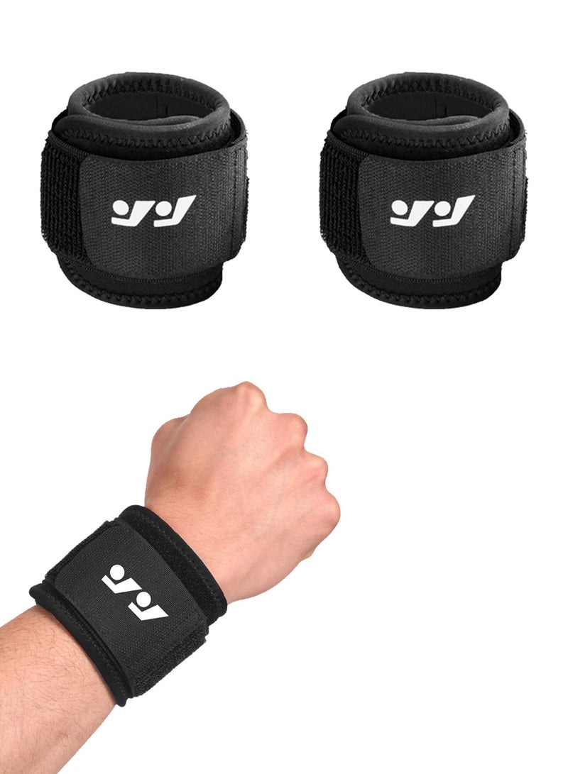 2 عبوة من أحزمة المعصم ذات أحزمة معصم داعمة للمعصم قابلة للتعديل، أسود - Image 1