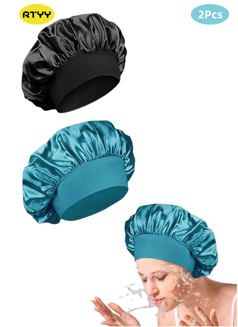 RTYY 2Pcs Oversize Silk Satin Hair Bonnet for Sleeping, Sleep Bonnet with Elastic Soft Band,Sleep Bonnet Sleep Cap for Hair Curly Hair Sleeping Natural Hair  - Image 1