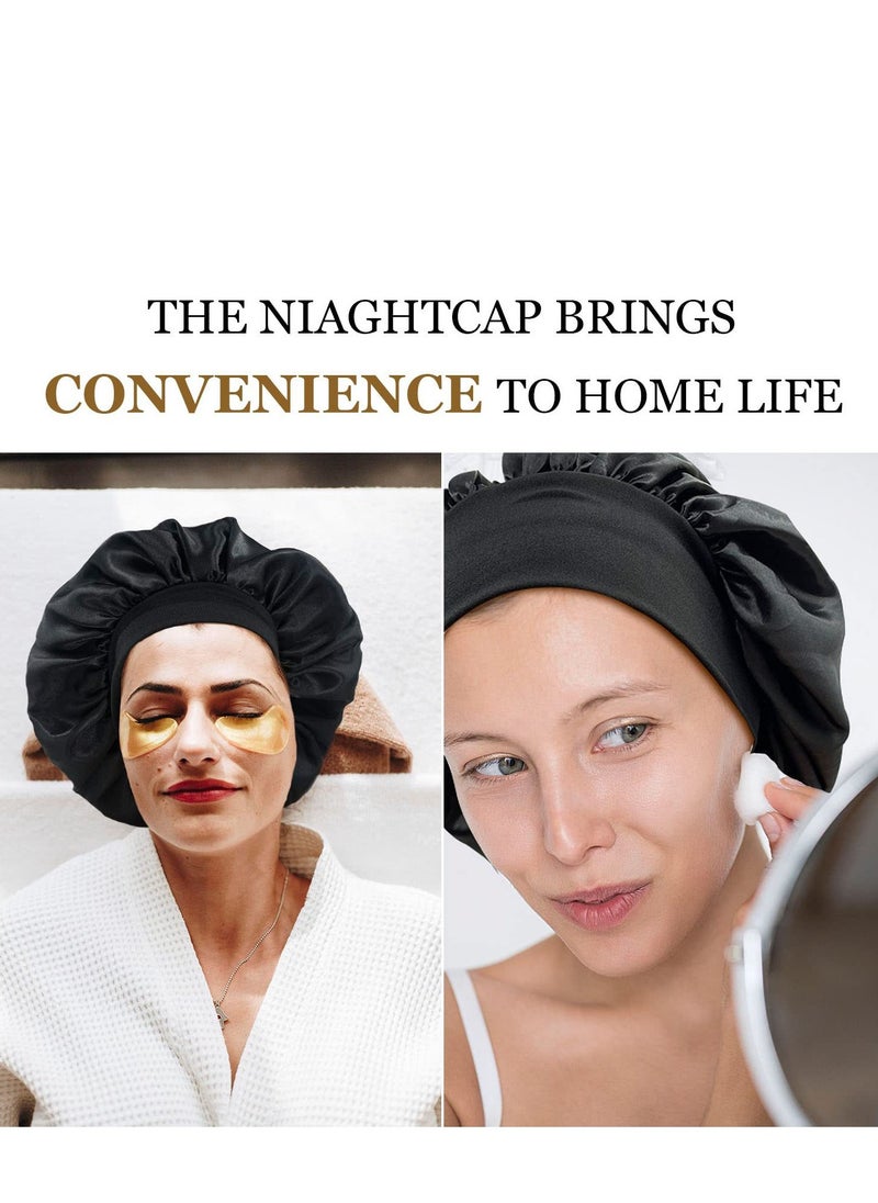 RTYY 2Pcs Oversize Silk Satin Hair Bonnet for Sleeping, Sleep Bonnet with Elastic Soft Band,Sleep Bonnet Sleep Cap for Hair Curly Hair Sleeping Natural Hair  - Image 4