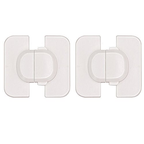SYGA Child Safety Locks,White- Refrigerators Fridge,Freezer, Doors, Cabinet, Drawers, Baby Proof Locks Latches Catch Toddler Baby Safety -Set of 2 - Image 1