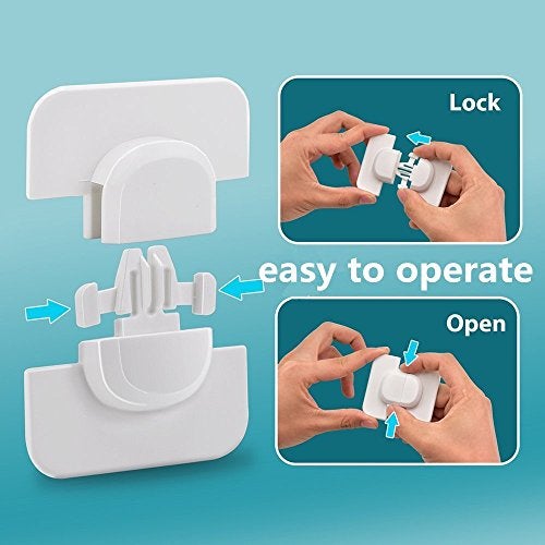SYGA Child Safety Locks,White- Refrigerators Fridge,Freezer, Doors, Cabinet, Drawers, Baby Proof Locks Latches Catch Toddler Baby Safety -Set of 2 - Image 5